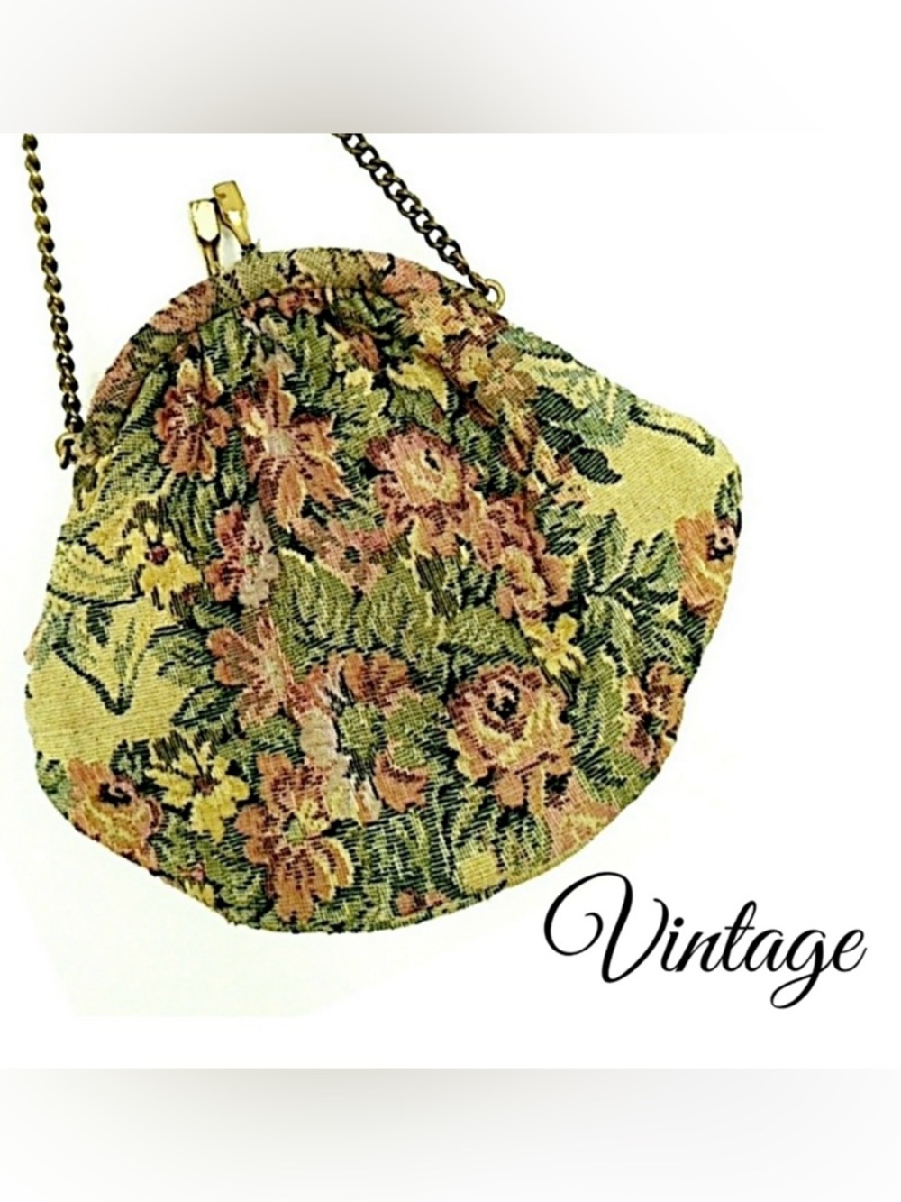 Vintage Tapestry Mini Handbag w/ Wrist Chain - Picture 1 of 6